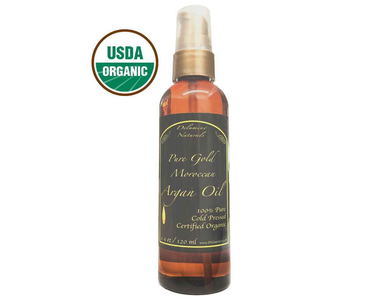 Delumine Naturals Pure Moroccan Virgin Argan Oil, Certified Organic, first cold pressed and raw