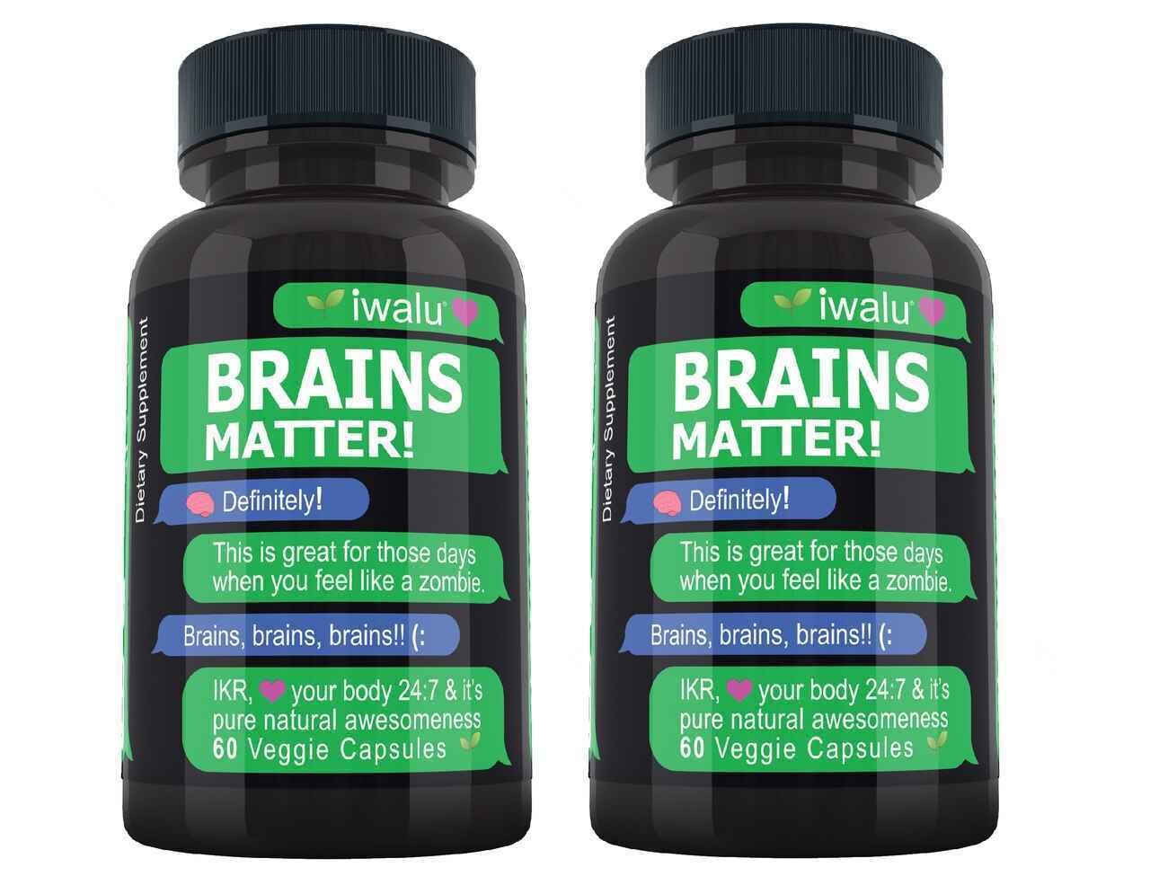 iwalu iwalu Brains Matter Brain Supplement Nootropics Booster Support Focus, Boost Concentration, Memory and Clarity, Ashwagandha, Ginkgo Ginseng Bacopa Extract, Vitamin B, Dmae, 60ct