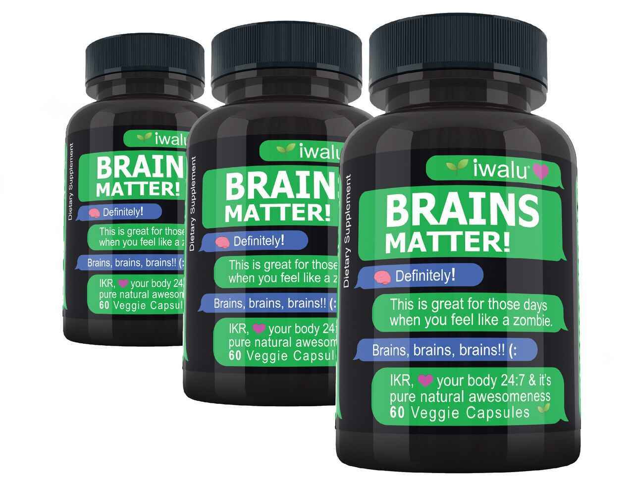 iwalu iwalu Brains Matter Brain Supplement Nootropics Booster Support Focus, Boost Concentration, Memory and Clarity, Ashwagandha, Ginkgo Ginseng Bacopa Extract, Vitamin B, Dmae, 60ct