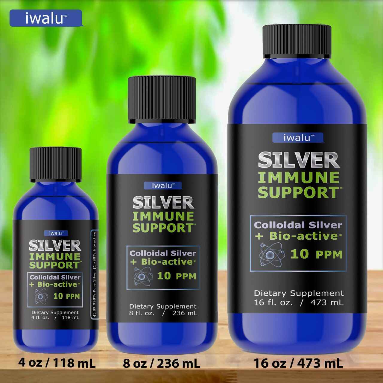 iwalu iwalu Colloidal Silver Liquid Immune Support Nano Silver Water Immunity Support or Silver Water Colloidal Silver Spray or Bioactive Silver Solution or Dog and Cat Safe or Adults Kids Immune Booster 8 Oz