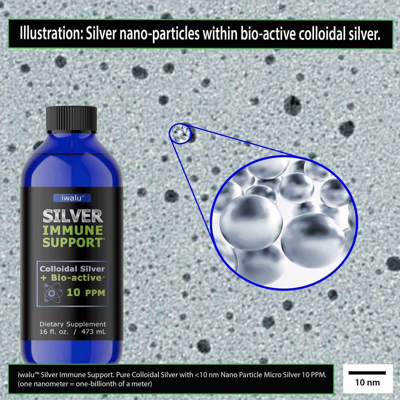 iwalu iwalu Colloidal Silver Liquid Immune Support Nano Silver Water Immunity Support or Silver Water Colloidal Silver Spray or Bioactive Silver Solution or Dog and Cat Safe or Adults Kids Immune Booster 8 Oz